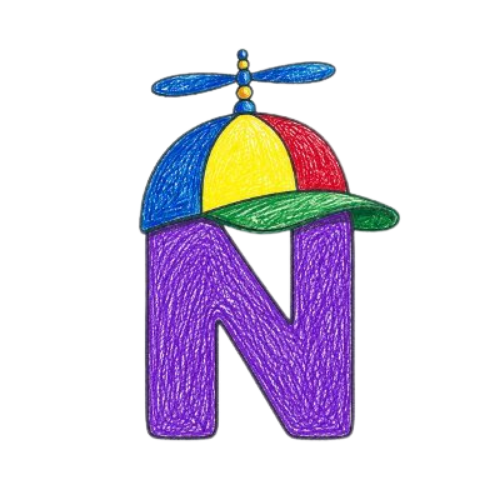 Normie Coin logo: a purple N wearing a colorful propeller beanie